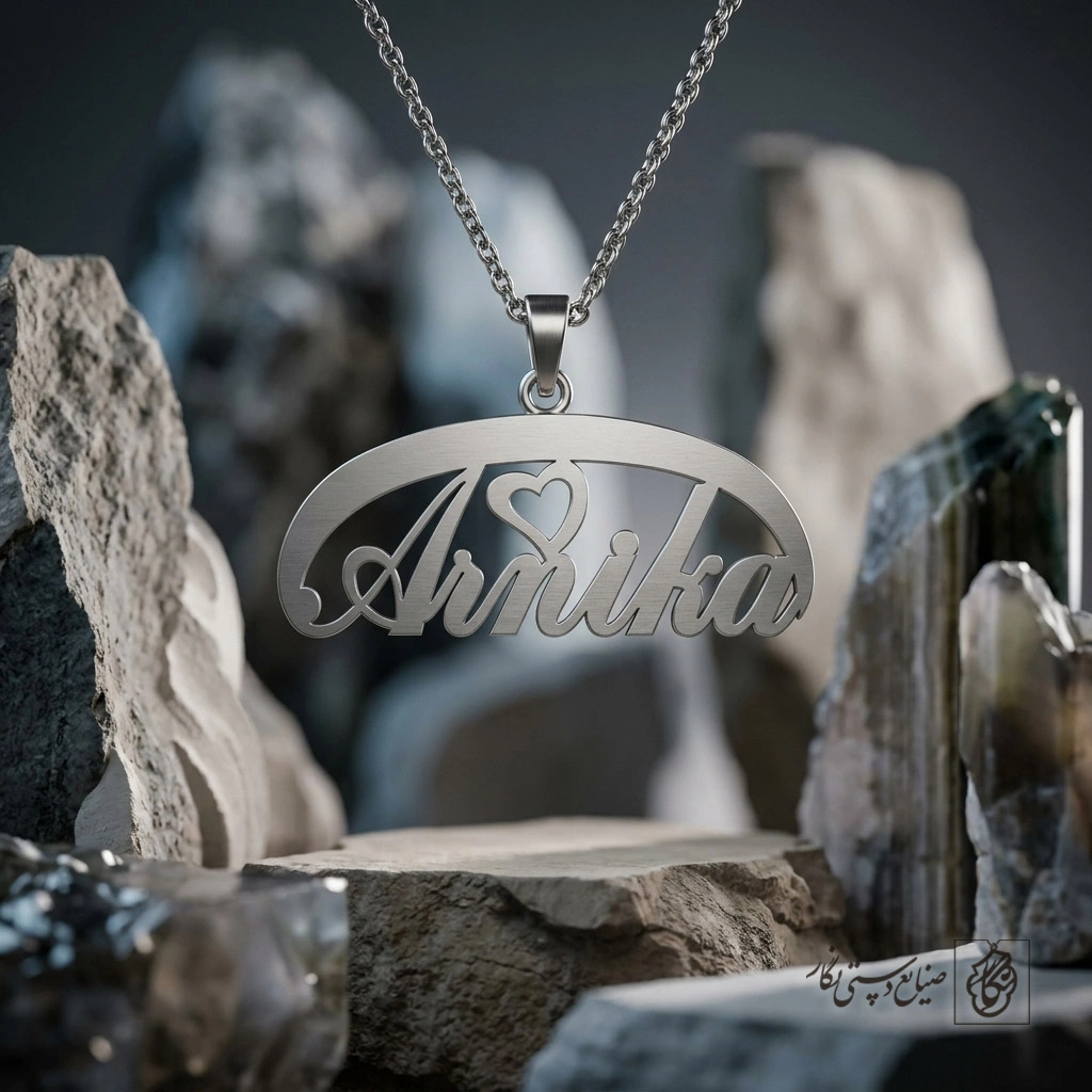گردنبند اسم Arnika لاتین داخل کادر بیضی کد 7831