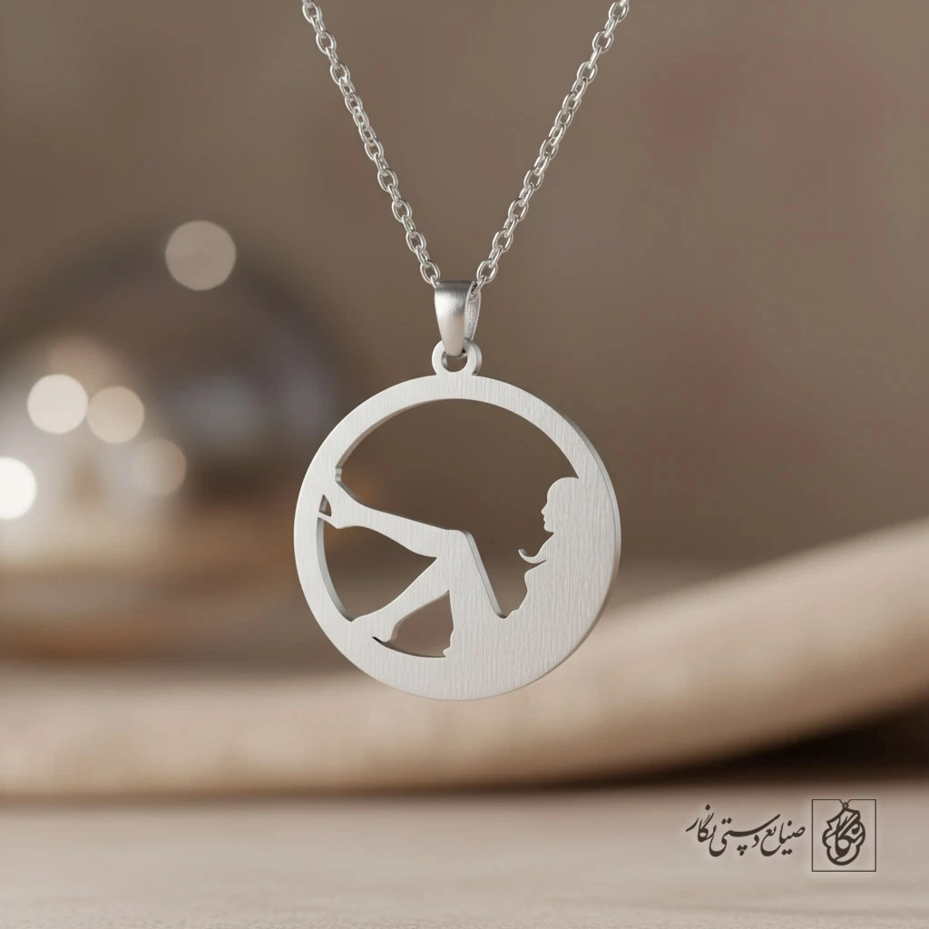 گردنبند دایره‌ای طرح دختر کد 8117