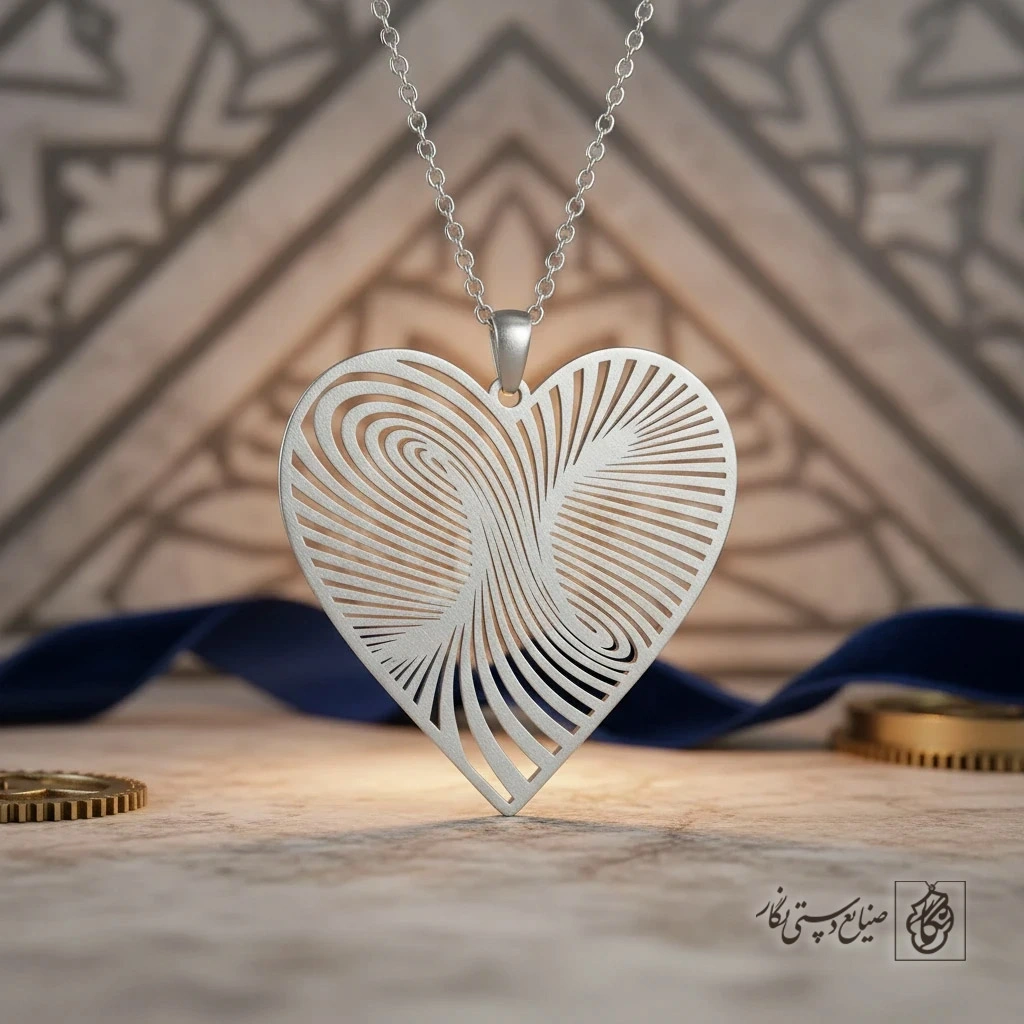 گردنبند قلب هندسی (خطای دید) کد 8498