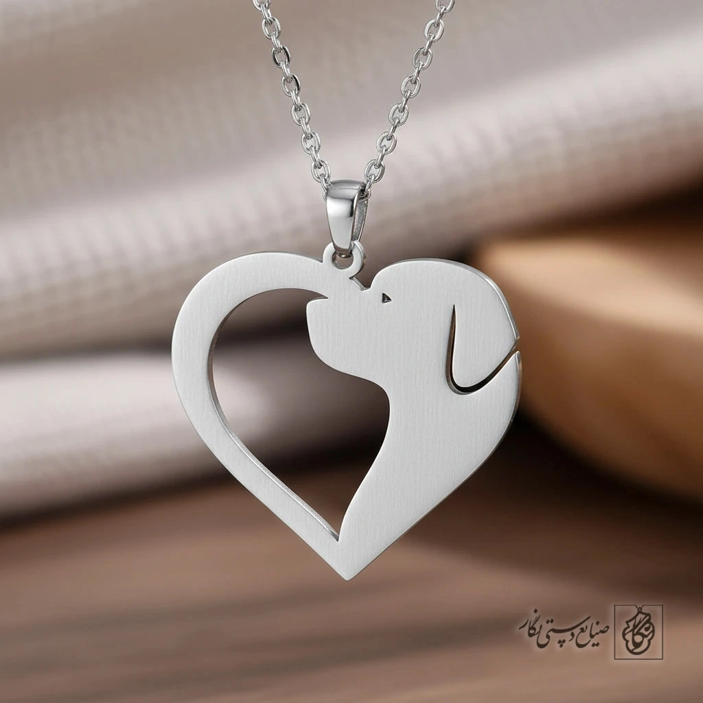 گردنبند قلب و سیلوییت سگ درشت کد 8501