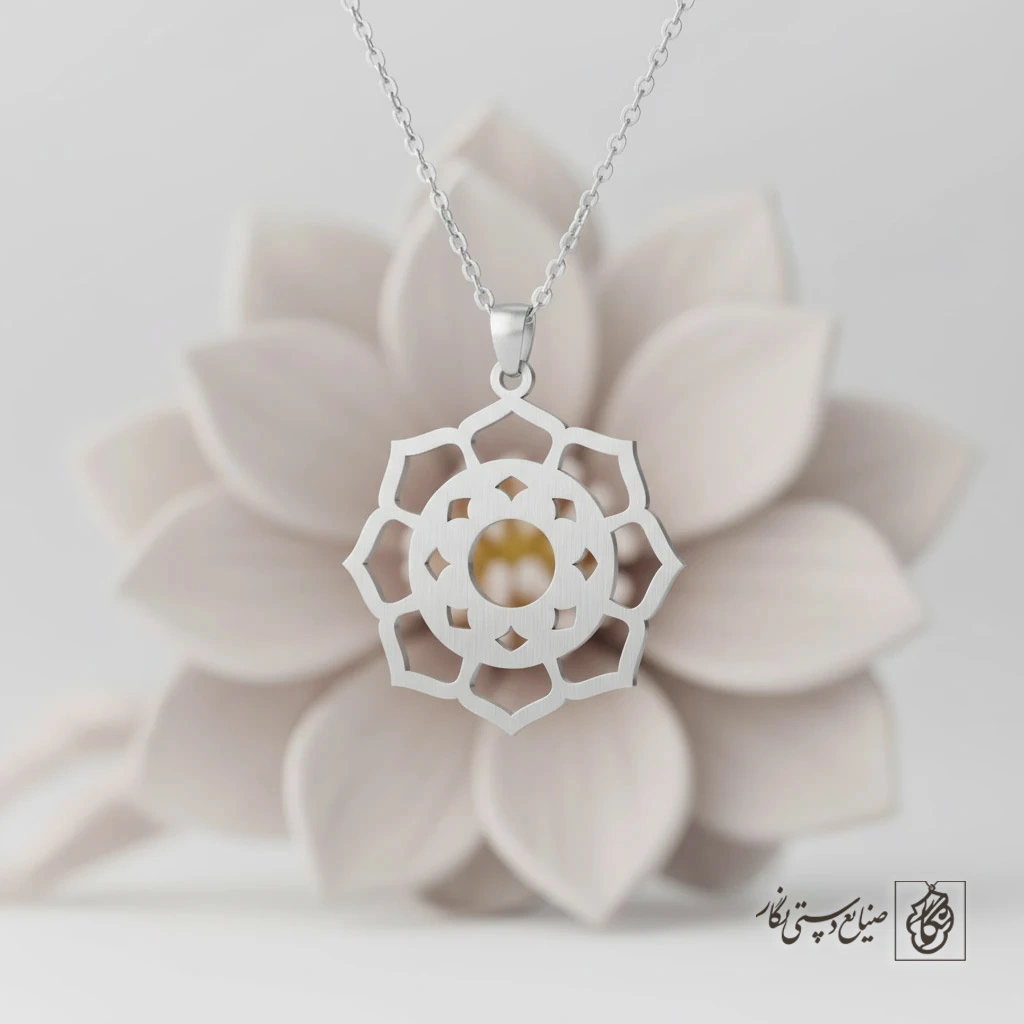 گردنبند شمسه هندسی هشت‌پر کد 8543