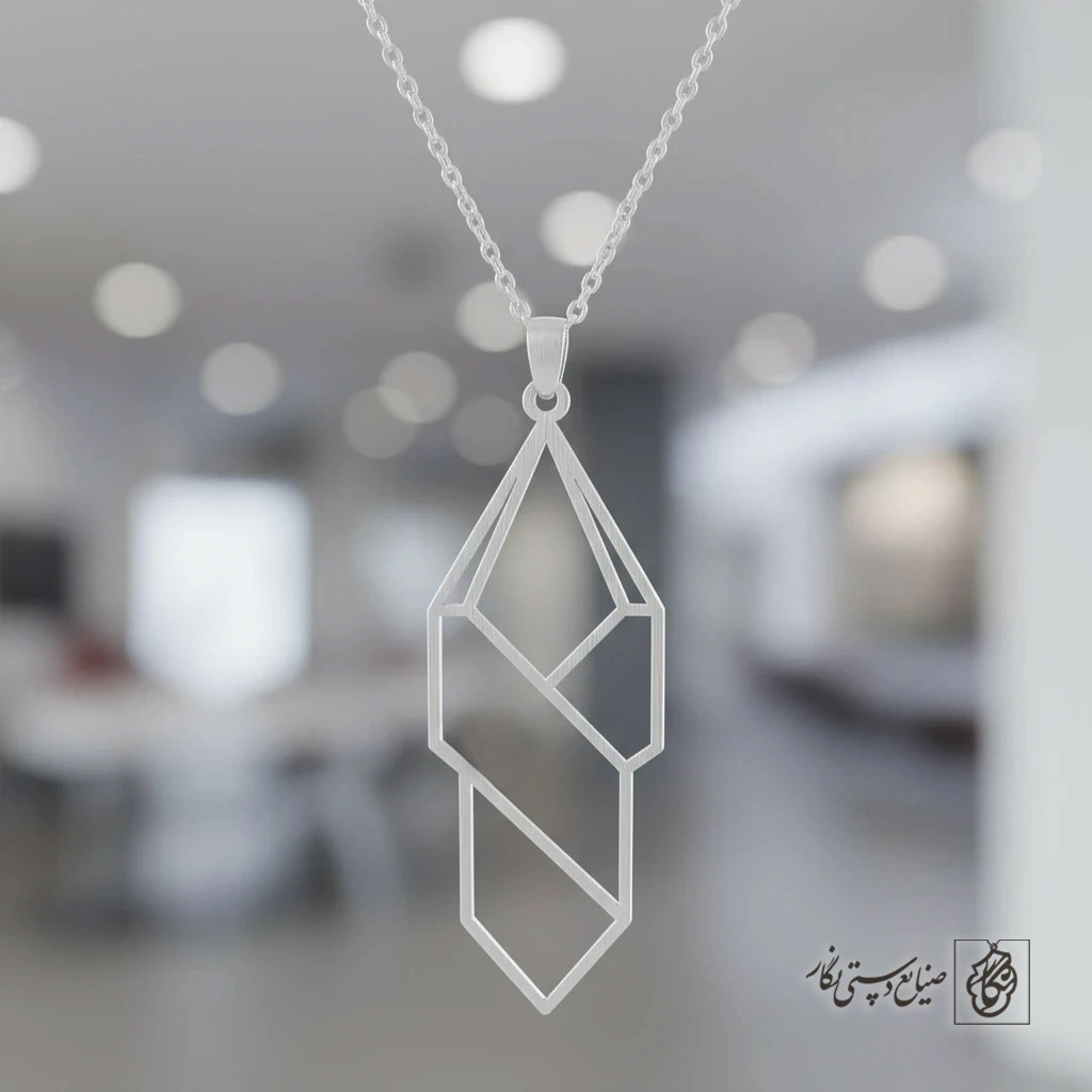 گردنبند آویز هندسی لوزی چندوجهی کد 8882