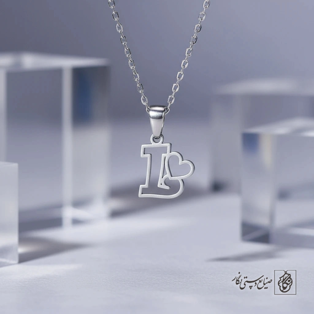 گردنبند حرف L لاتین و قلب کد 9053