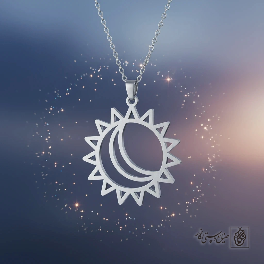 گردنبند نماد خورشید و ماه کد 9092