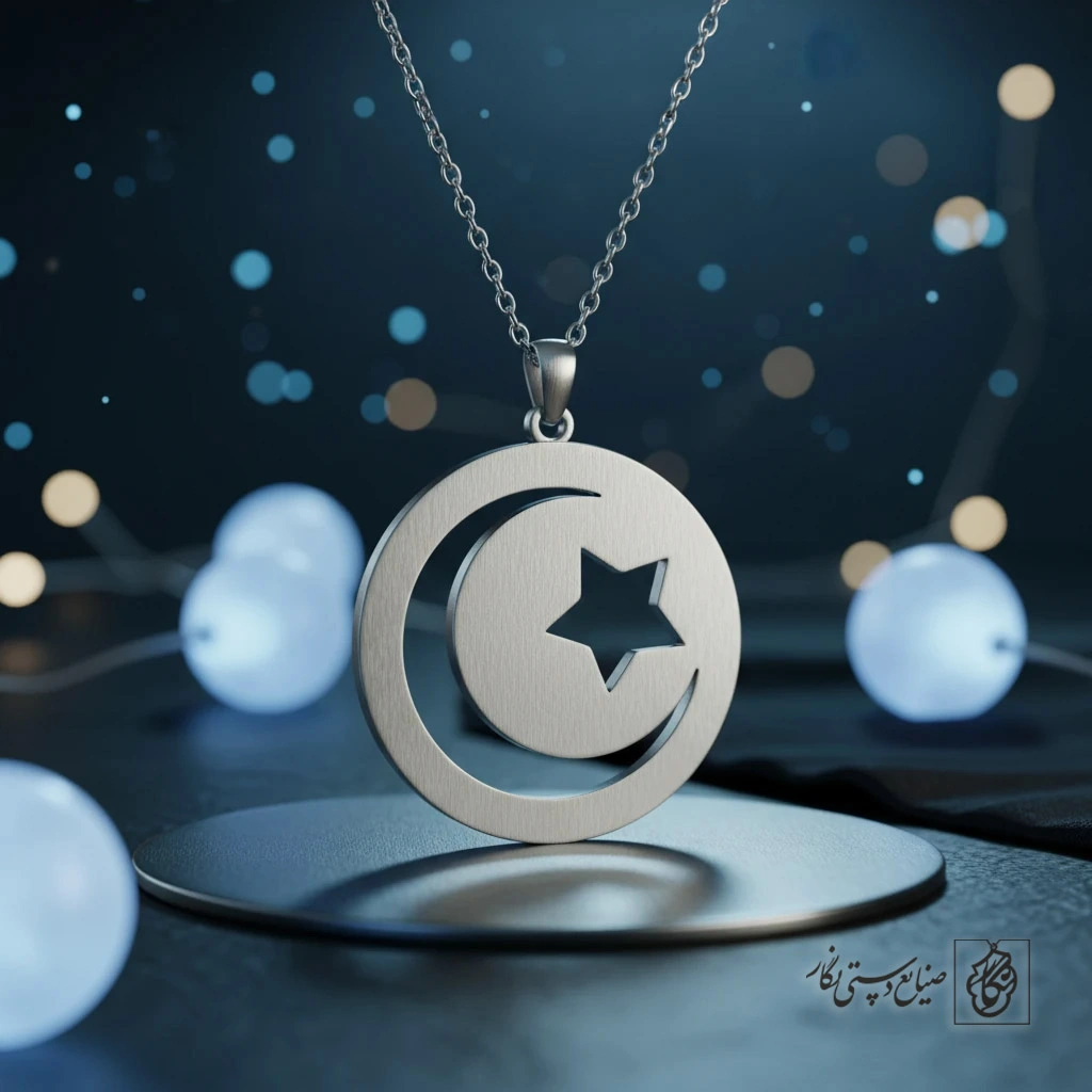 گردنبند نماد ماه و ستاره اسلامی کد 9093