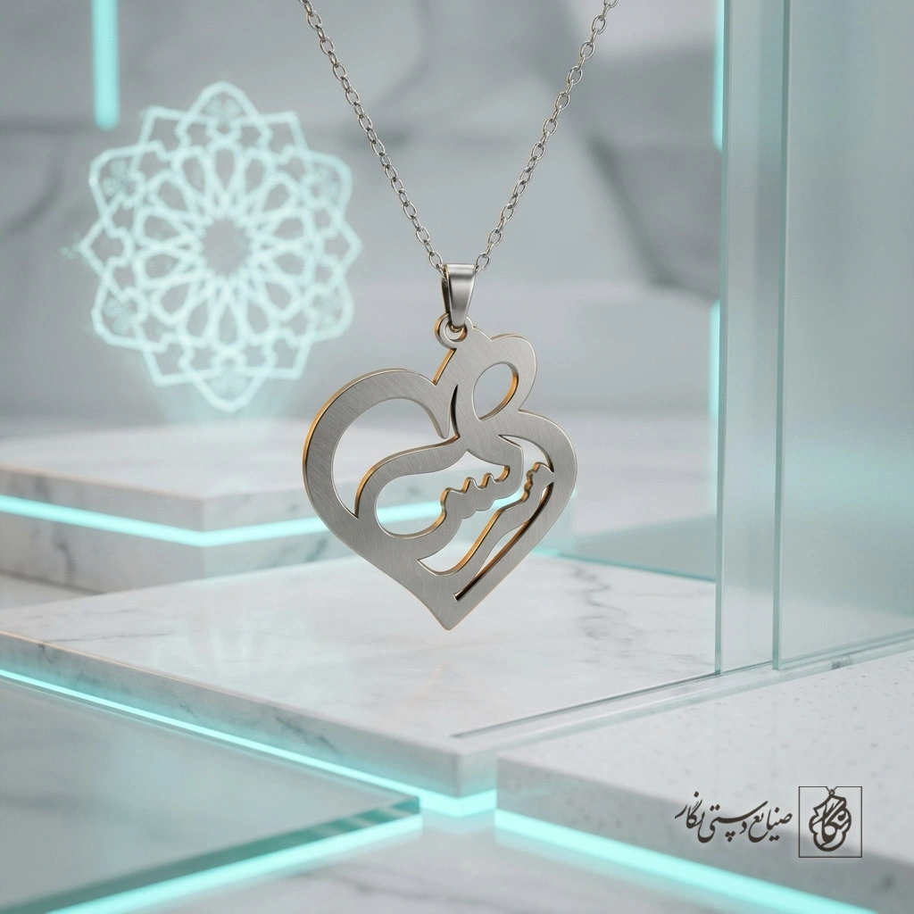گردنبند اسم نرگس در قلب اسلیمی کد 9680