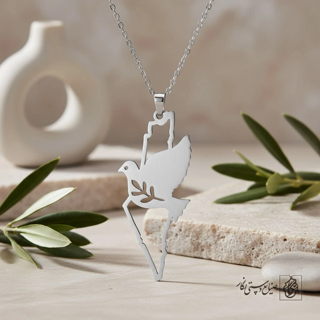 گردنبند نقشه فلسطین و کبوتر ۲ کد 9692