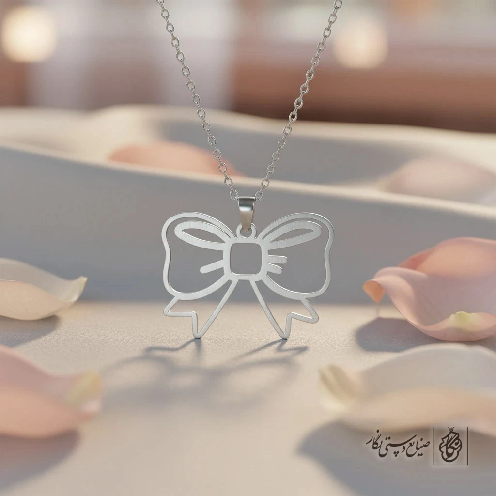 گردنبند طرح پاپیون مشبک کد 9695
