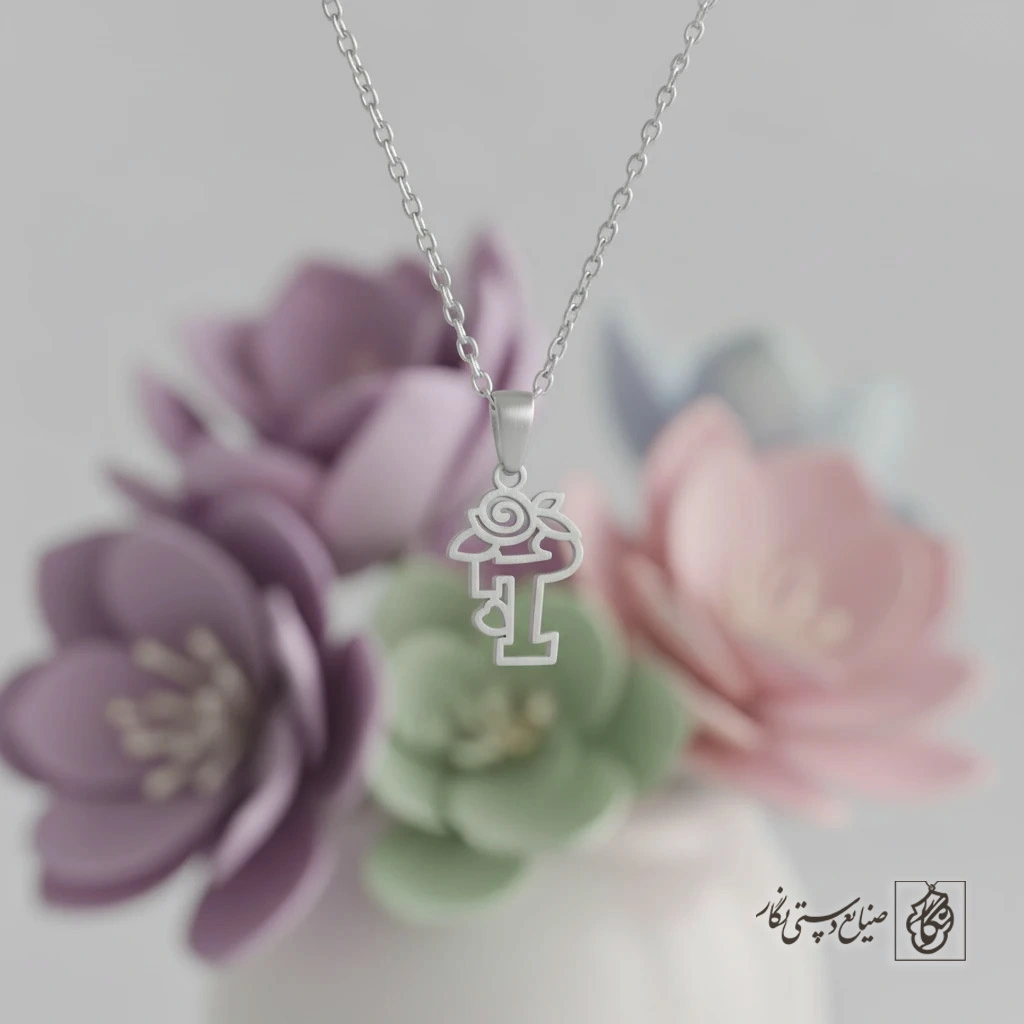 گردنبند حرف T لاتین فانتزی کد 9746