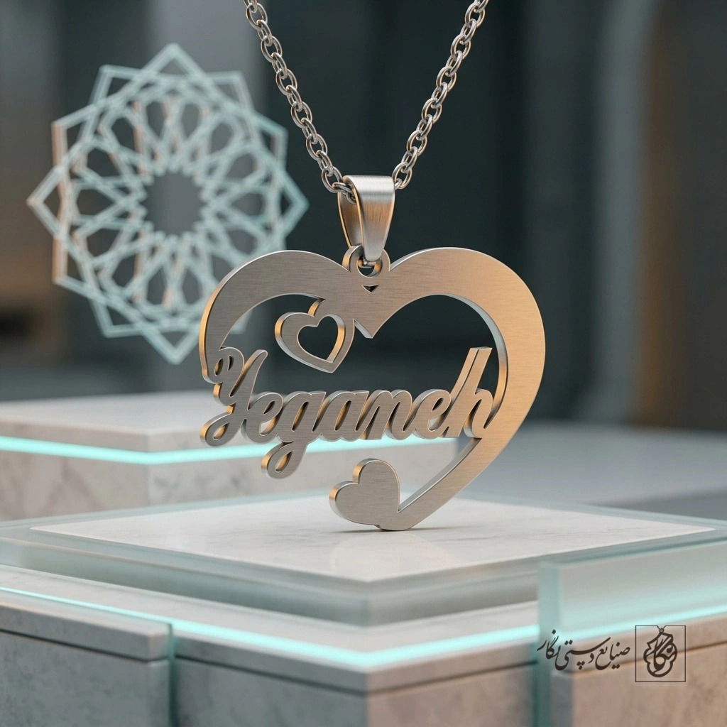 گردنبند اسم یگانه داخل قلب کد 9775