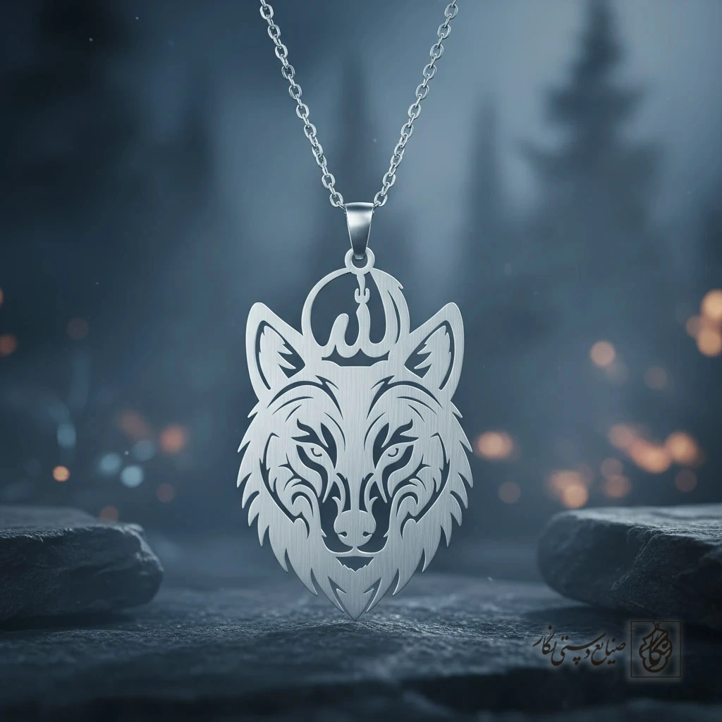 گردنبند چهره گرگ و ذکر الله کد 9802
