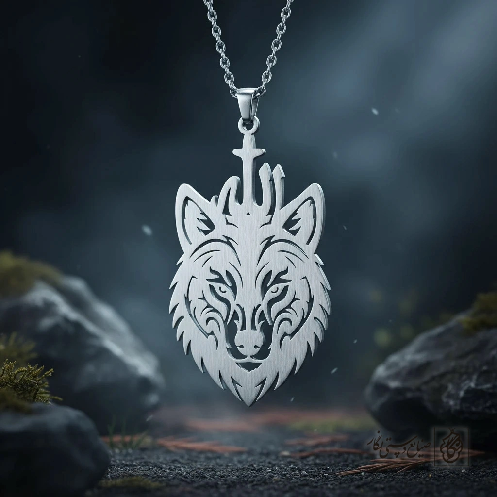 گردنبند گرگ و نماد ذوالفقار کد 9803