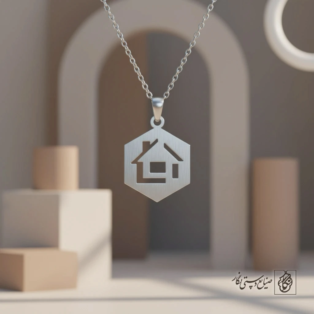 گردنبند خانه مشبک شش‌ضلعی کد 9813