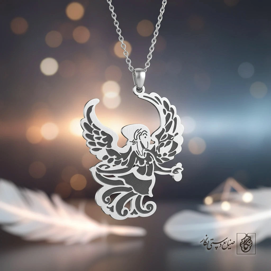 گردنبند طرح فرشته بالدار مشبک کد 60221