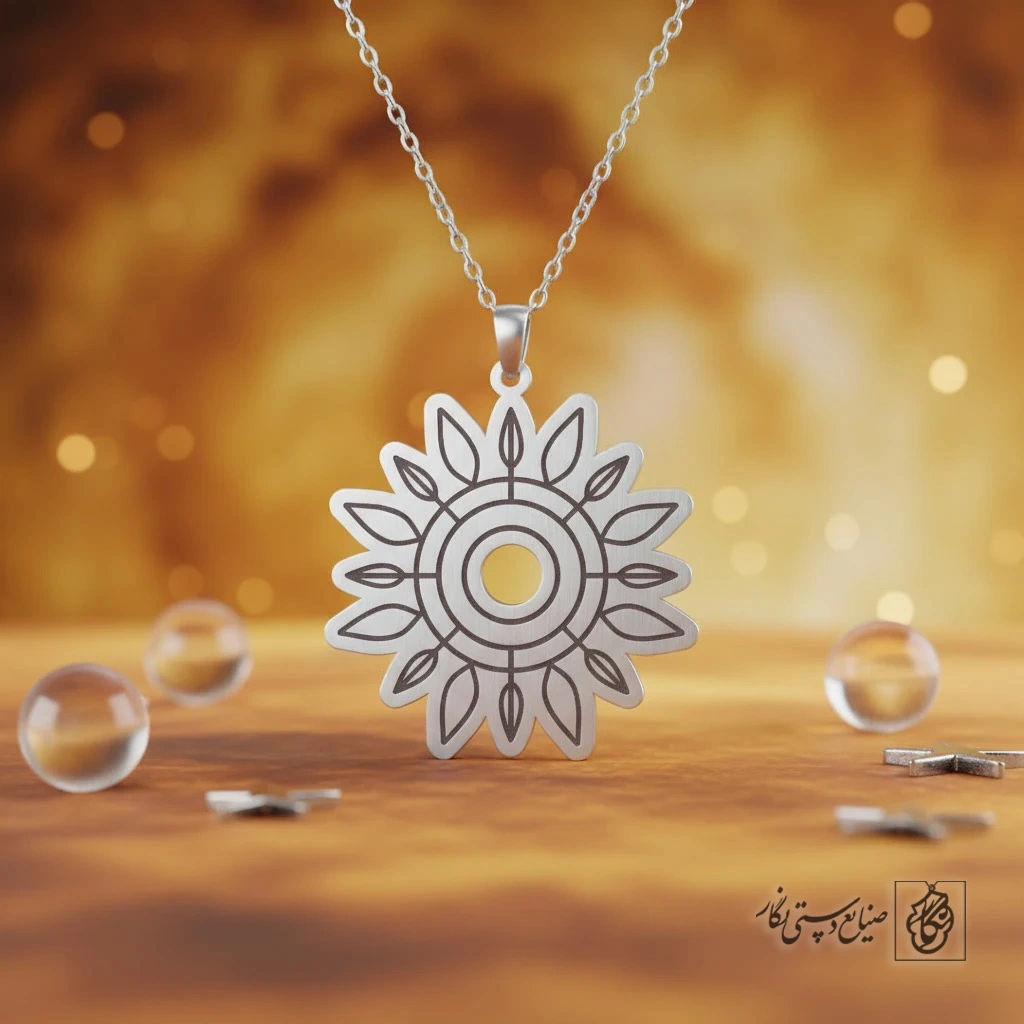 گردنبند طرح خورشید (گل‌مانند) کد 60302
