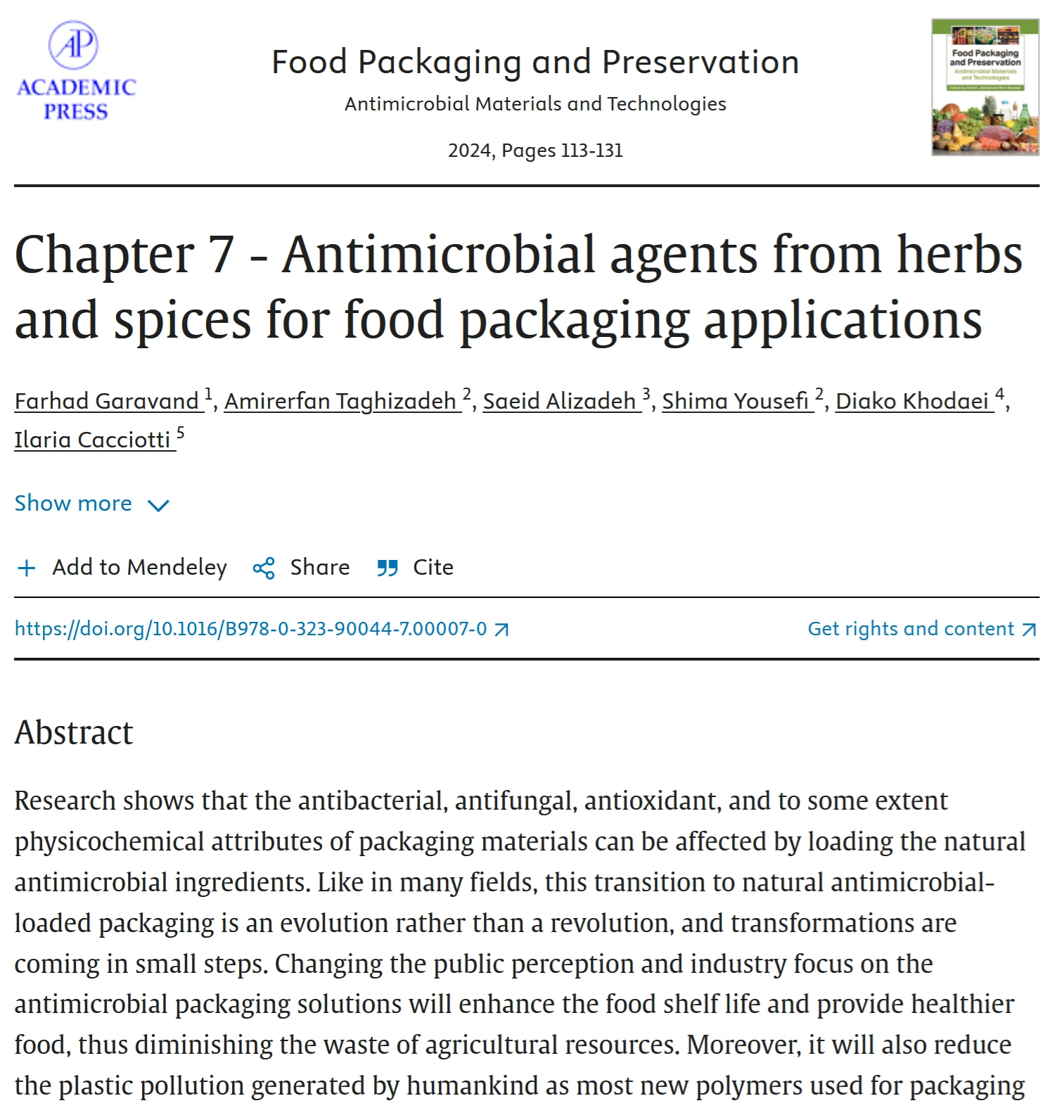Antimicrobial agents from herbs and spices for food packaging applications