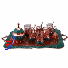 فیروزه کوبی سرویس چایخوری (اثر استاد کریمی)