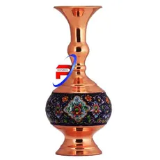 گلدان گیلاسی مس و پرداز ( اثر استاد کریمی )