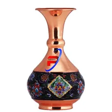 گلدان شلغمی مس و پرداز ( اثر استاد کریمی )