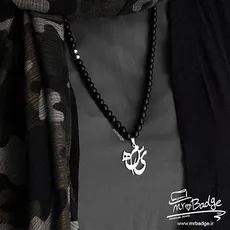 پلاک اسم سمیه گردنبند زنانه با سنگ اونیکس و حدید - Somayeh Necklace