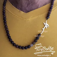 گردنبند مردانه اسم امین با سنگ عقیق برزیلی