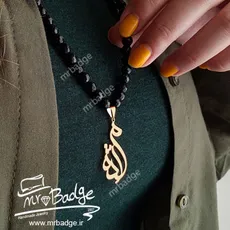 گردنبند زنانه پلاک مژده با سنگ اونیکس تراش خورده