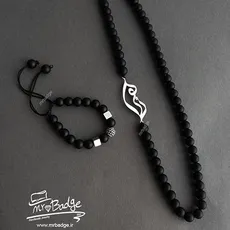 پلاک اسم زهرا گردنبند و دستبند مهره ای زنانه با سنگ اونیکس - Zahra Name Necklace