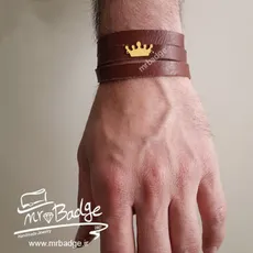دستبند چرمی تاج - Crown Leather Bracelet