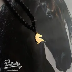 گردنبند اسب با سنگ اونیکس تراش خورده - Horse Necklace