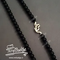 گردنبند مردانه پلاک اسم محسن با سنگ اونیکس مات 