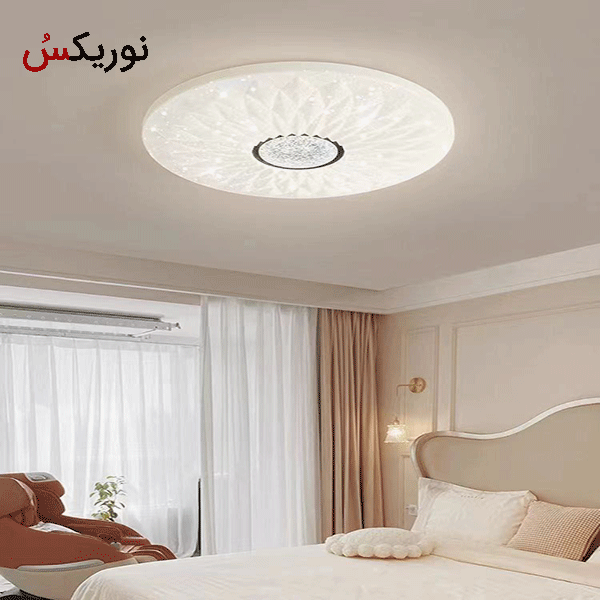 چراغ سقفی لوستر 4 حالته 120 وات ریموت دار مدل 61128 | lux chandelier - lux ceiling light 120w | LUX