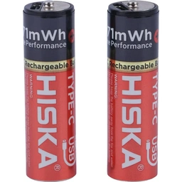 باتری شارژی قلمی دو عددی هیسکا HISKA H16 TypeC