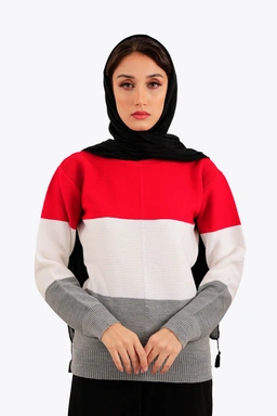 خرید بافت زنانه به صورت آنلاین با ارسال رایگان ، بافت سه تیکه زنانه یقه گرد پلیسه دار