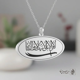 گردنبند لا فتی الا علی (بیضی) کد 60319