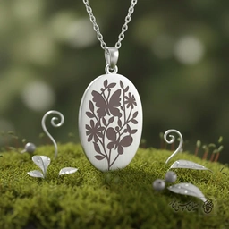 گردنبند پروانه و گل‌برگ (بیضی) کد 60372