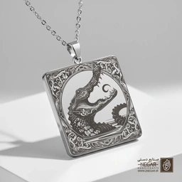 گردنبند طرح تمساح (آلیگیتور ) (حکاکی لیزری فایبر، مدل قاب مربع) کد 500059