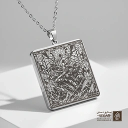 گردنبند طرح نماد هنگ اکتشاف  (حکاکی لیزری فایبر، مدل قاب مربع) کد 500135