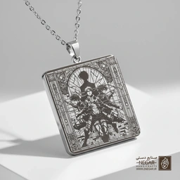 گردنبند طرح کاراکترهای اصلی اتک  (حکاکی لیزری فایبر، مدل قاب مربع) کد 500137