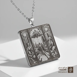 گردنبند طرح ماشین زمان (دلرین) (حکاکی لیزری فایبر، مدل قاب مربع) کد 500164