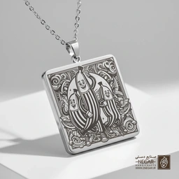 گردنبند طرح موز پیژامه‌پوش خندان (حکاکی لیزری فایبر، مدل قاب مربع) کد 500190