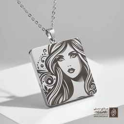 گردنبند طرح باربی (Barbie) کلاسیک (حکاکی لیزری فایبر، مدل قاب مربع) کد 500197