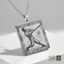 گردنبند طرح اکشن بیسبال (Baseball) (حکاکی لیزری فایبر، مدل قاب مربع) کد 500206