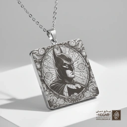 گردنبند طرح ماسک بتمن (Batman Mask) (حکاکی لیزری فایبر، مدل قاب مربع) کد 500221