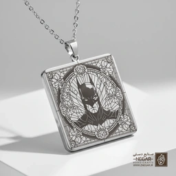 گردنبند طرح شوالیه تاریکی (Batman) (حکاکی لیزری فایبر، مدل قاب مربع) کد 500231