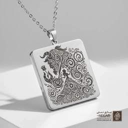 گردنبند طرح رقص بل ( مینیاتوری) (حکاکی لیزری فایبر، مدل قاب مربع) کد 500287