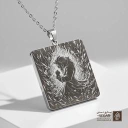 گردنبند طرح دعا و آرزوی بل (حکاکی لیزری فایبر، مدل قاب مربع) کد 500323