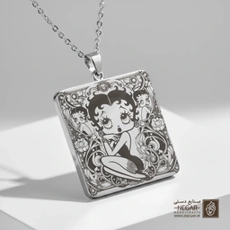 گردنبند طرح بتی بوپ ایستاده ( قاب) (حکاکی لیزری فایبر، مدل قاب مربع) کد 500397