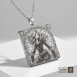 گردنبند طرح ناتاشا رومانوف (Black Widow) (حکاکی لیزری فایبر، مدل قاب مربع) کد 500406