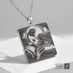 گردنبند طرح پلنگ وحشی (پنترز) (حکاکی لیزری فایبر، مدل قاب مربع) کد 500518