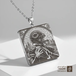 گردنبند طرح بازیکن شیکاگو برز (Chicago Bears) (حکاکی لیزری فایبر، مدل قاب مربع) کد 500571